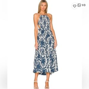 Sho a joy blue floral midi dress